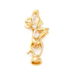 Brass Micro Pave Clear Cubic Zirconia Fold Over Clasps