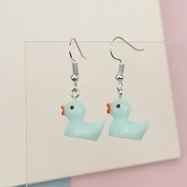 Duck Iron Resin Dangle Earrings