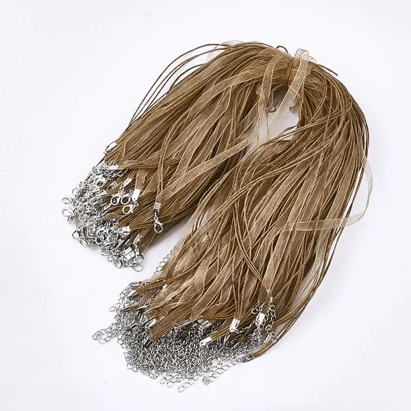Waxed Cord and Organza Ribbon Necklace Making
