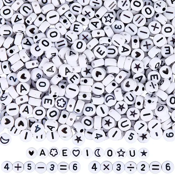 1400Pcs 10 Styles Acrylic Horizontal Hole Beads