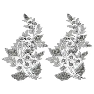 2Pcs Flower Polyester Organza Cloth Patches