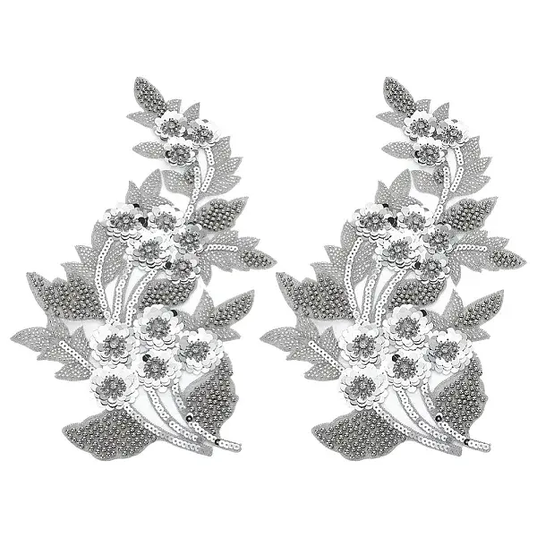 2Pcs Flower Polyester Organza Cloth Patches