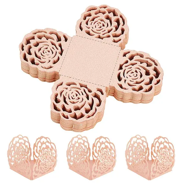 50Pcs Rose Flower Window Paper Candy Packaging Boxes