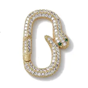 Rack Plating Brass Micro Pave Cubic Zirconia Twister Clasps