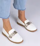 Gemre White eco-leather moccasins with rhinestones Berita