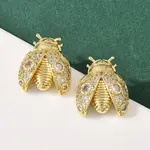 Brass Micro Pave Clear Cubic Zirconia Stud Earrings