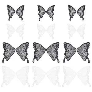 12Pcs 4 Styles Polyester Butterfly Wings