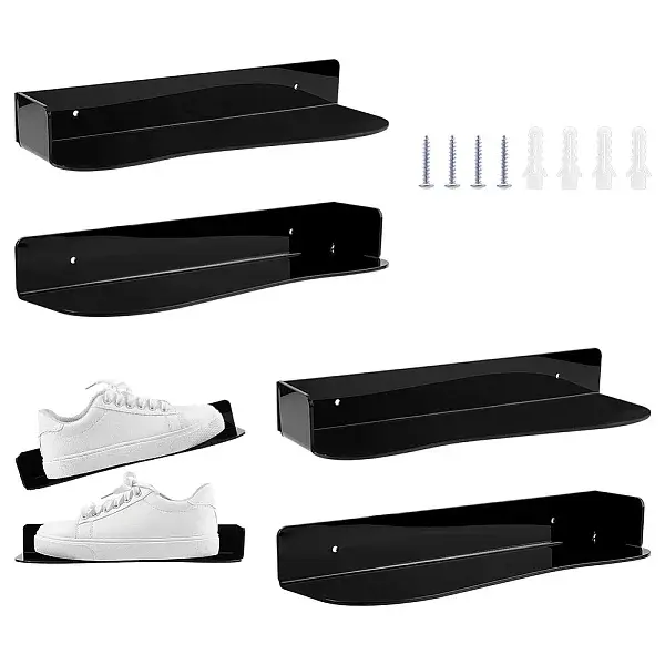 2Pcs Acrylic Wall-Mounted Shoes Display Racks