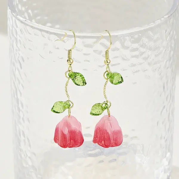 Zinc Alloy Resin Dangle Earrings