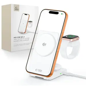 Tech-Protect A56 3v1 MagSafe bezdrátová nabíječka, 25 W, Qi2.2, bílá