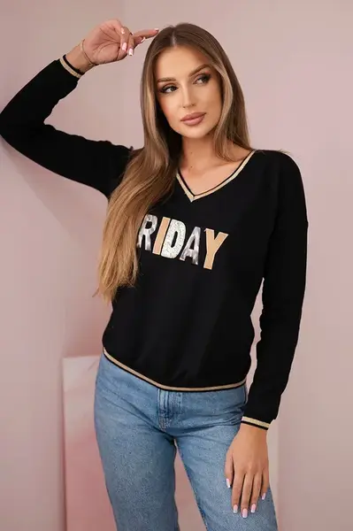 Kesi Dámská mikina s flitrovým nápisem černý