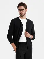 Ombre Monochrome knitted men's viscose cardigan - black