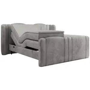 MKS POSTEL BOXSPRING FORTINA 140/200 - Světle šedá Samet - Topper T25 - H4