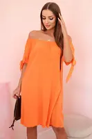 Kesi Włoski Dámské viskózové šaty s vázáním na rukávech oranžové