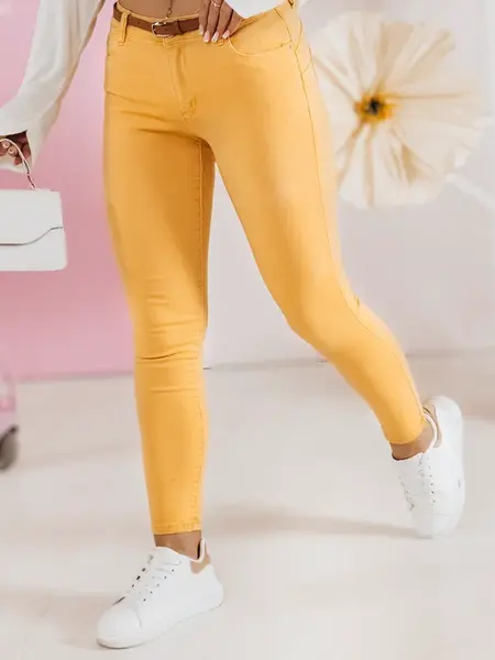 Dámské žluté džíny CLARET s páskem