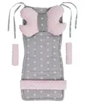 Medi Partners Stroller insert in a 4-piece set - White stars on gray + light pink minky
