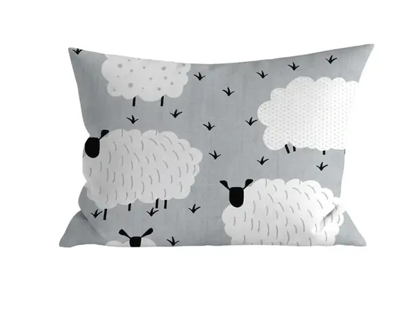 Polybavlnená obliečka na vankúš WHITE SHEEPS 70x90 cm, sivá
