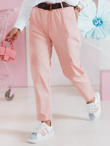 Dámské kalhoty SOFELIA s pasem, světle růžové