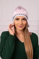 Kesi Dámská čepice Maryla K406 powder pink+white+grey