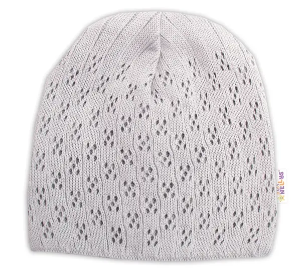 Dvojvrstvová ažúrková čiapka, bavlna, Baby Nellys - sivá