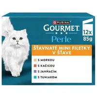 Gourmet Perle kapsičky pre mačky morka, kačica, jahňacie, tuniak v šťave 12×85 g