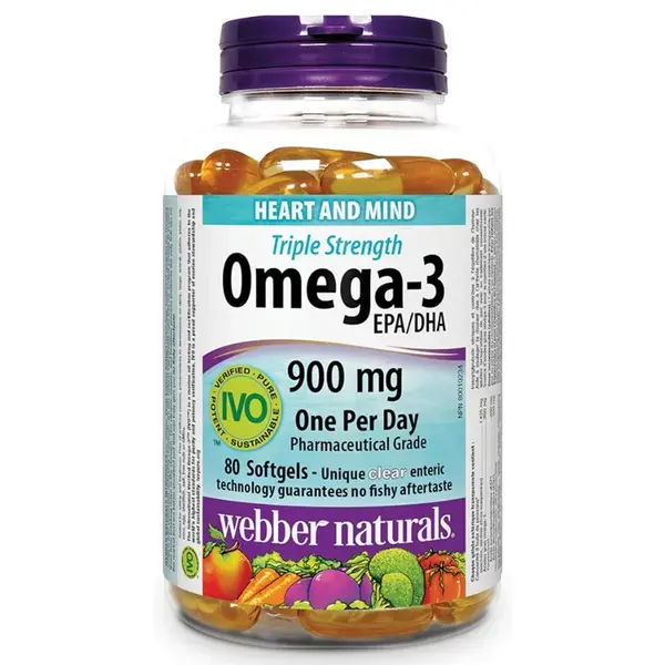 WEBBER NATURALS Trojitá sila Omega-3 900 mg EPA/DHA Bez rybej pachuti