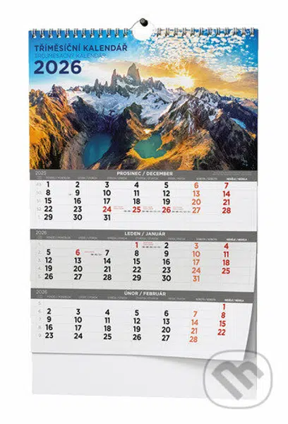 Tříměsíční kalendář 2026 - nástěnný kalendář