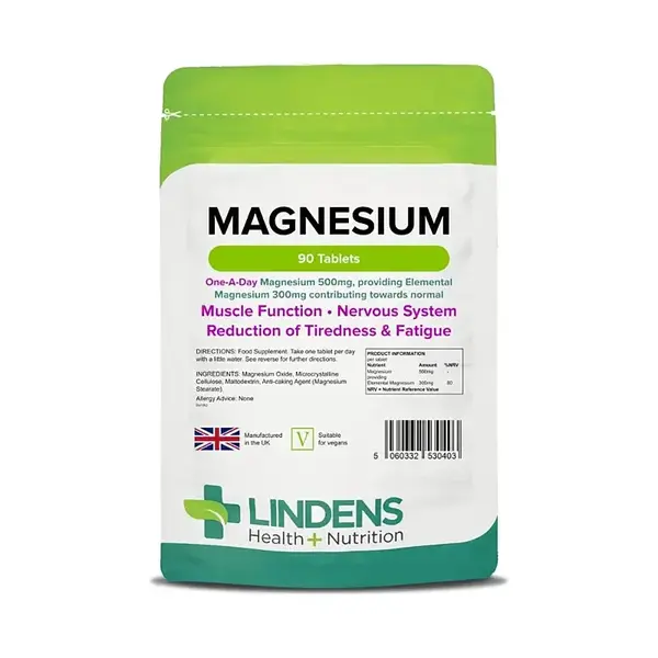 LINDENS Health + Nutrition Magnézium (Oxid horečnatý) 500 mg, 90 tabliet