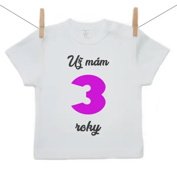 Boodyy Tričko s krátkym rukávom Už mám 3 roky Dievča 110 (4-5 rokov)