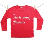 Boodyy Červené tričko s dlhým rukávom Naše prvé Vianoce 116 (5-6 rokov)