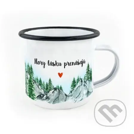 Smaltovaný hrnček Hory lásku prenášajú