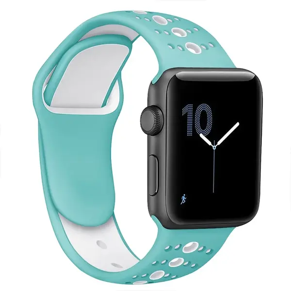 BStrap Silicone Sport remienok na Apple Watch 42/44/45mm, Teal White