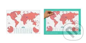 Stírací mapa světa Neon Coral