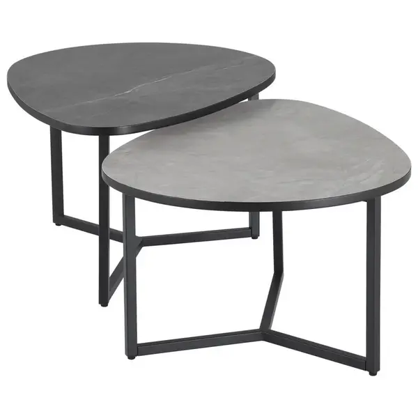 MID.YOU SADA KONFERENČNÍCH STOLKŮ, světle šedá, tmavě šedá, kov, kompozitní dřevo, 83/40/36,5/59 cm