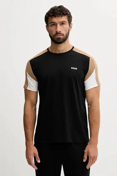 Tričko BOSS Balance T-Shirt RN pánské, černá barva, 50545931