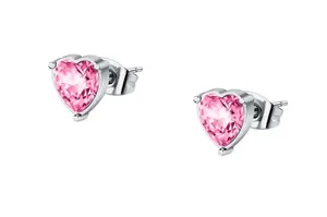 La Petite Story Půvabné ocelové náušnice Srdce s krystalem LPS01AYQ124