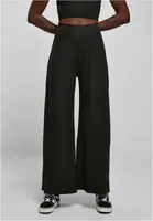 Women's trousers with wide ribbed ribs, black