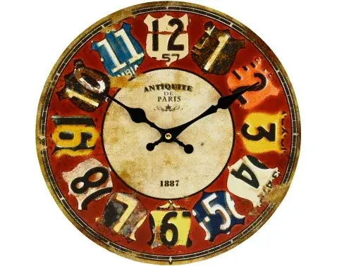 Nástenné hodiny 30 cm, barevné, vintage, MDF%