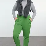 Trendyol Curve Green Carrot Fit Knitted Plus Size Trousers