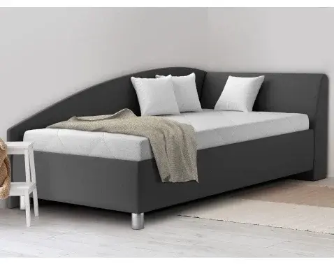 Rohová posteľ Andrew pravá 110x200 cm, tmavo šedá látka%