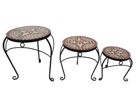Sada stolíkov Mosaic, čierna/červená%