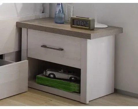 Nočný stolík Luca, dub/bielená pínia%