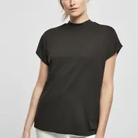 Dámske oversized viskózové tričko s čiernym rukávom