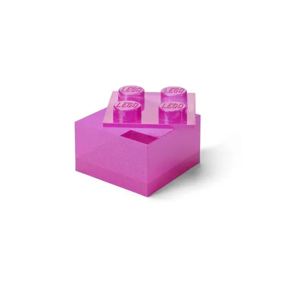 LEGO úložný box 4 s víkem - třpytivá růžová