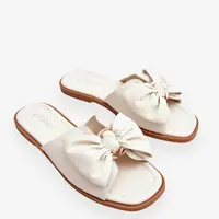 PE1 Dámske kožené papuče s bielou bielym Becky