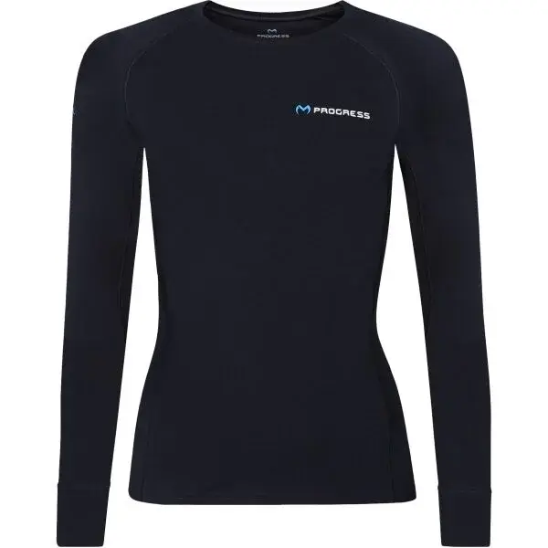 PROGRESS MT TDRZ Dámské merino triko s dlouhým rukávem, černá, velikost