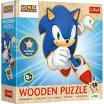Trefl Dřevěné obrysové puzzle Sonic: Veselý Sonic 50 dílků