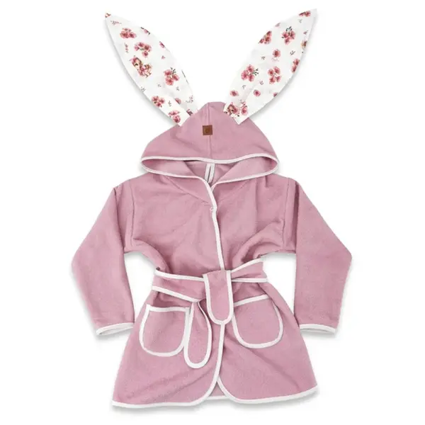 Detský termožupan s uškami Kačičky - biela, púdrovo ružová