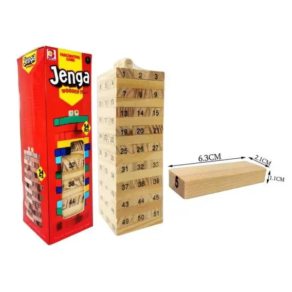 Věž dřevěná s čísly 54 dílků 6,3x6,3x20 cm