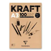 Blok Clairefontaine Brown Kraft - A3, 100 listů, 90 g